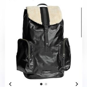 Timbuk2 Aviator Drift Knapsack backpack in black faux shearling details